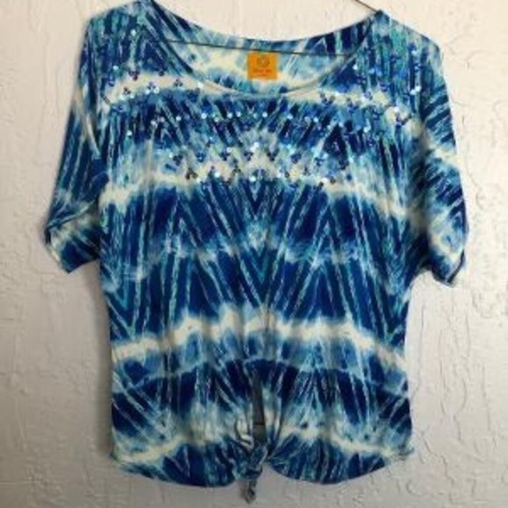 RUBY RD BLUE SEQUINED TSHIRT